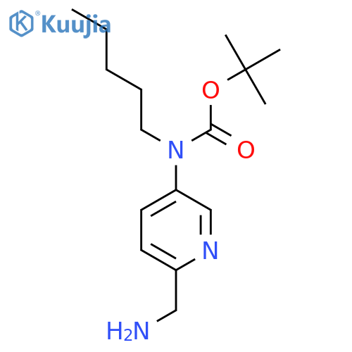 tert-butyl N-6-(aminomethyl)pyridin-3-yl-N-pentylcarbamate structure