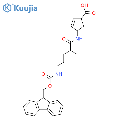 4-5-({(9H-fluoren-9-yl)methoxycarbonyl}amino)-2-methylpentanamidocyclopent-2-ene-1-carboxylic acid structure