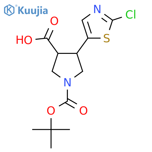 1-(tert-butoxy)carbonyl-4-(2-chloro-1,3-thiazol-5-yl)pyrrolidine-3-carboxylic acid structure