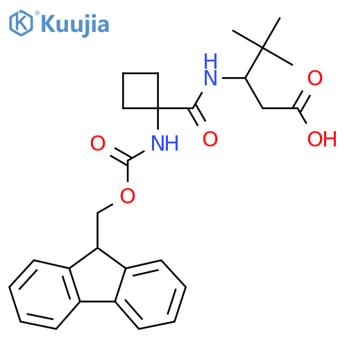 3-{1-({(9H-fluoren-9-yl)methoxycarbonyl}amino)cyclobutylformamido}-4,4-dimethylpentanoic acid structure