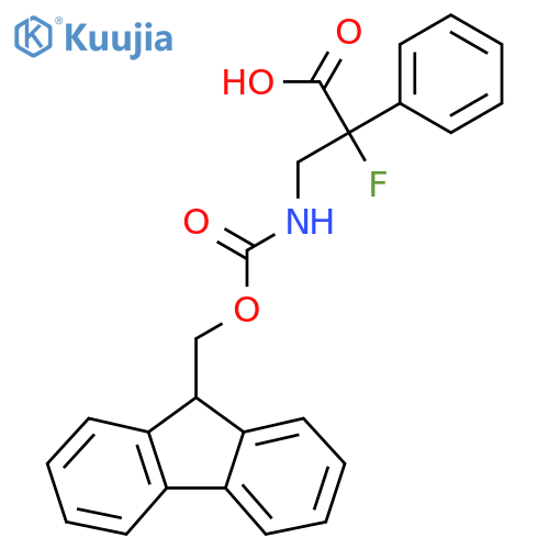 3-({(9H-fluoren-9-yl)methoxycarbonyl}amino)-2-fluoro-2-phenylpropanoic acid structure