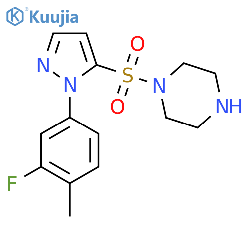 1-{[1-(3-fluoro-4-methylphenyl)-1H-pyrazol-5-yl]sulfonyl}piperazine structure