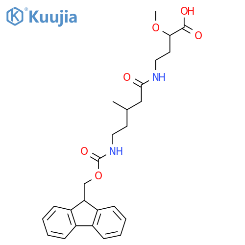 4-5-({(9H-fluoren-9-yl)methoxycarbonyl}amino)-3-methylpentanamido-2-methoxybutanoic acid structure