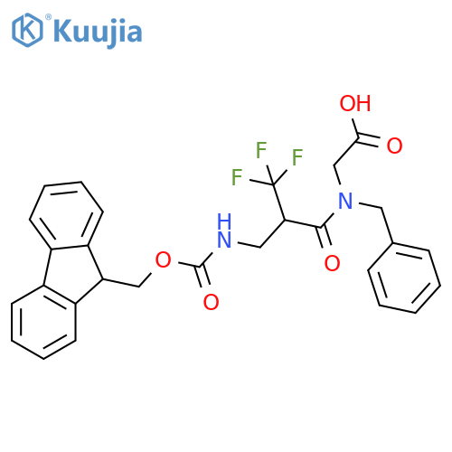 2-{N-benzyl-2-({(9H-fluoren-9-yl)methoxycarbonyl}amino)methyl-3,3,3-trifluoropropanamido}acetic acid structure