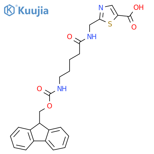 2-{5-({(9H-fluoren-9-yl)methoxycarbonyl}amino)pentanamidomethyl}-1,3-thiazole-5-carboxylic acid structure