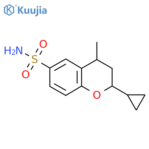 2-cyclopropyl-4-methyl-3,4-dihydro-2H-1-benzopyran-6-sulfonamide structure