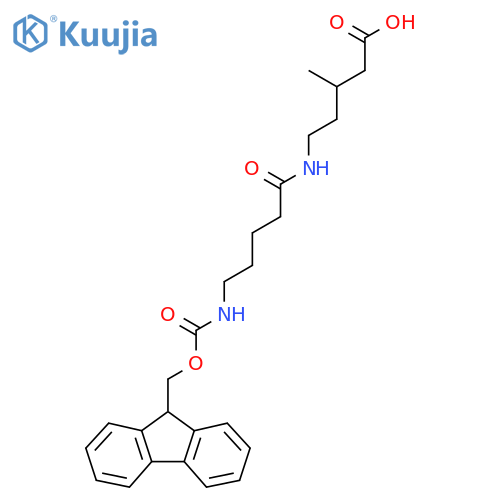 5-5-({(9H-fluoren-9-yl)methoxycarbonyl}amino)pentanamido-3-methylpentanoic acid structure