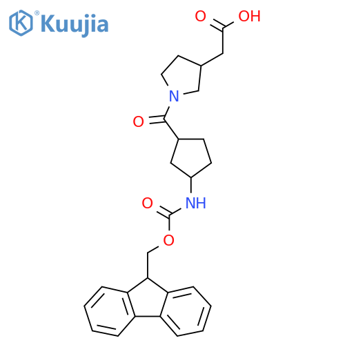 2-{1-3-({(9H-fluoren-9-yl)methoxycarbonyl}amino)cyclopentanecarbonylpyrrolidin-3-yl}acetic acid structure