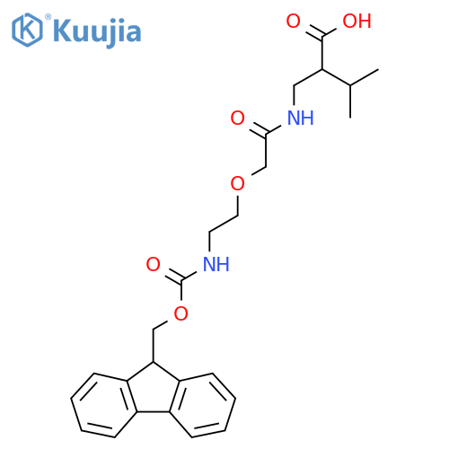 2-({2-2-({(9H-fluoren-9-yl)methoxycarbonyl}amino)ethoxyacetamido}methyl)-3-methylbutanoic acid structure