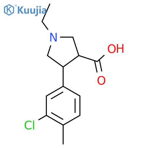 4-(3-chloro-4-methylphenyl)-1-ethylpyrrolidine-3-carboxylic acid structure