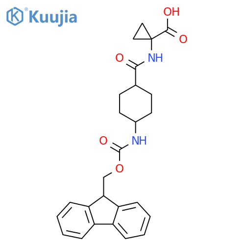 1-4-({(9H-fluoren-9-yl)methoxycarbonyl}amino)cyclohexaneamidocyclopropane-1-carboxylic acid structure
