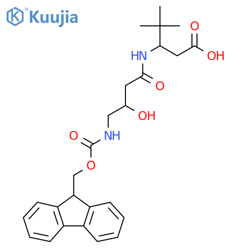 3-4-({(9H-fluoren-9-yl)methoxycarbonyl}amino)-3-hydroxybutanamido-4,4-dimethylpentanoic acid structure