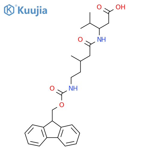 3-5-({(9H-fluoren-9-yl)methoxycarbonyl}amino)-3-methylpentanamido-4-methylpentanoic acid structure