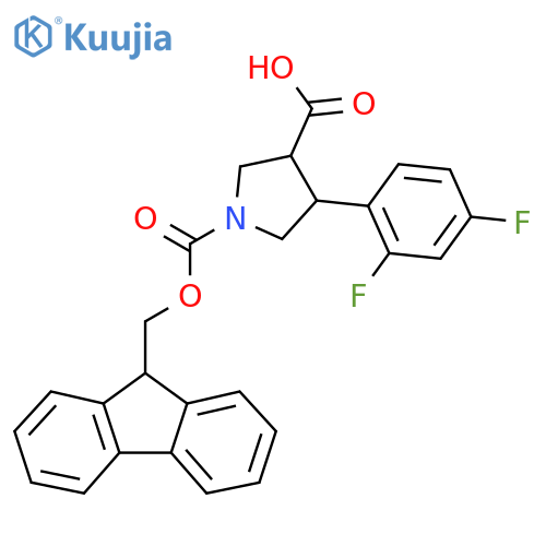 4-(2,4-difluorophenyl)-1-{(9H-fluoren-9-yl)methoxycarbonyl}pyrrolidine-3-carboxylic acid structure