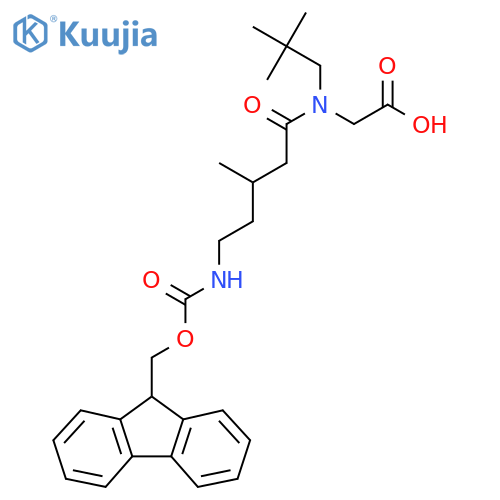 2-N-(2,2-dimethylpropyl)-5-({(9H-fluoren-9-yl)methoxycarbonyl}amino)-3-methylpentanamidoacetic acid structure