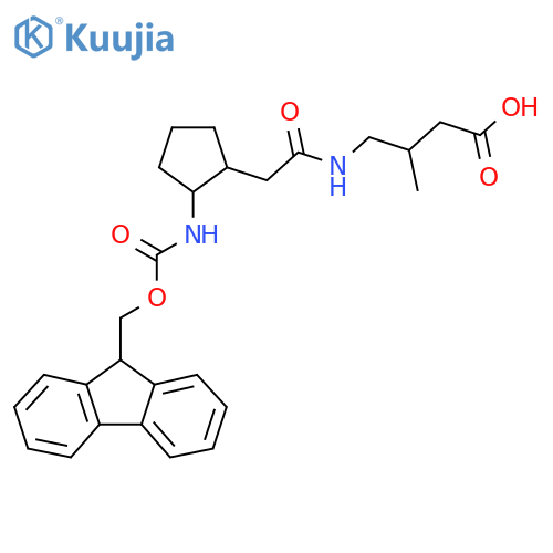 4-{2-2-({(9H-fluoren-9-yl)methoxycarbonyl}amino)cyclopentylacetamido}-3-methylbutanoic acid structure
