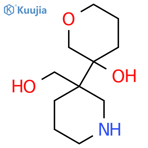 3-3-(hydroxymethyl)piperidin-3-yloxan-3-ol structure