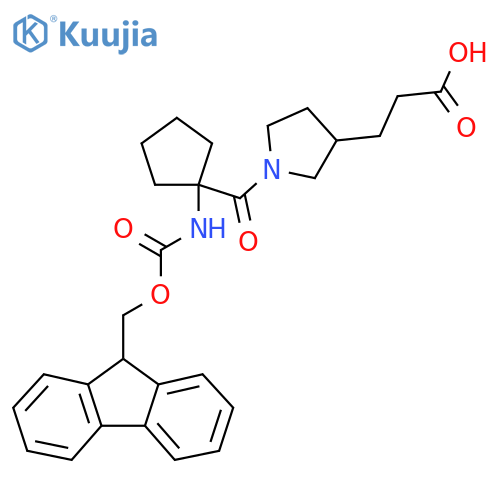 3-{1-1-({(9H-fluoren-9-yl)methoxycarbonyl}amino)cyclopentanecarbonylpyrrolidin-3-yl}propanoic acid structure