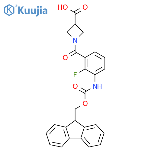 1-3-({(9H-fluoren-9-yl)methoxycarbonyl}amino)-2-fluorobenzoylazetidine-3-carboxylic acid structure