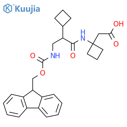 2-{1-2-cyclobutyl-3-({(9H-fluoren-9-yl)methoxycarbonyl}amino)propanamidocyclobutyl}acetic acid structure