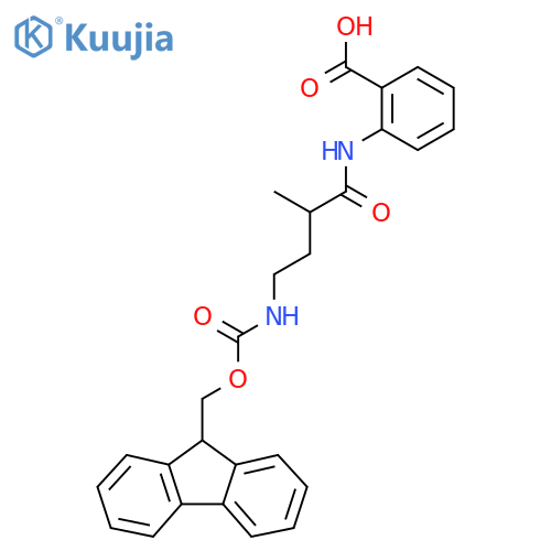2-4-({(9H-fluoren-9-yl)methoxycarbonyl}amino)-2-methylbutanamidobenzoic acid structure