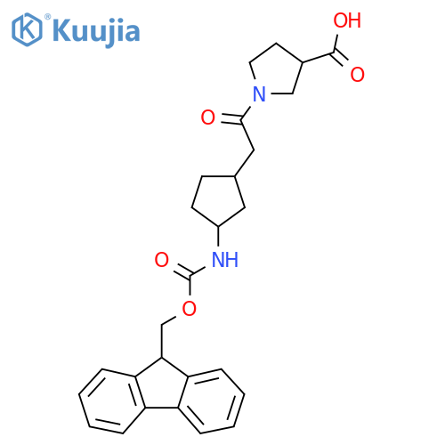 1-{2-3-({(9H-fluoren-9-yl)methoxycarbonyl}amino)cyclopentylacetyl}pyrrolidine-3-carboxylic acid structure