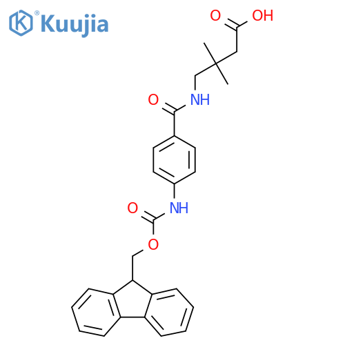 4-{4-({(9H-fluoren-9-yl)methoxycarbonyl}amino)phenylformamido}-3,3-dimethylbutanoic acid structure