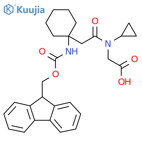 2-{N-cyclopropyl-2-1-({(9H-fluoren-9-yl)methoxycarbonyl}amino)cyclohexylacetamido}acetic acid structure