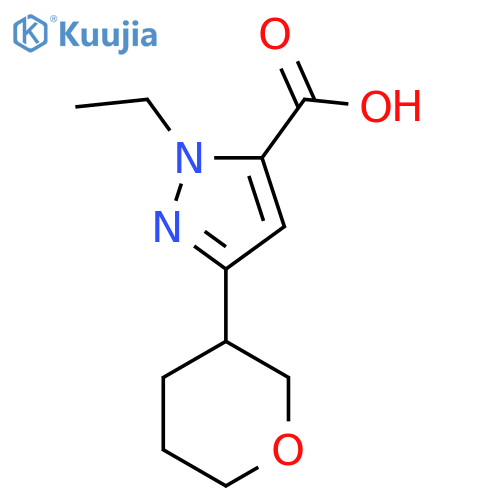1-ethyl-3-(oxan-3-yl)-1H-pyrazole-5-carboxylic acid structure