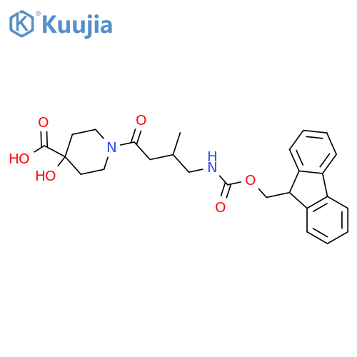1-4-({(9H-fluoren-9-yl)methoxycarbonyl}amino)-3-methylbutanoyl-4-hydroxypiperidine-4-carboxylic acid structure