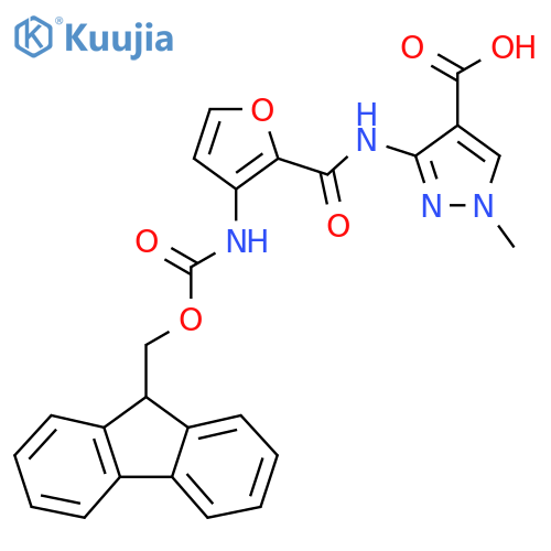 3-3-({(9H-fluoren-9-yl)methoxycarbonyl}amino)furan-2-amido-1-methyl-1H-pyrazole-4-carboxylic acid structure