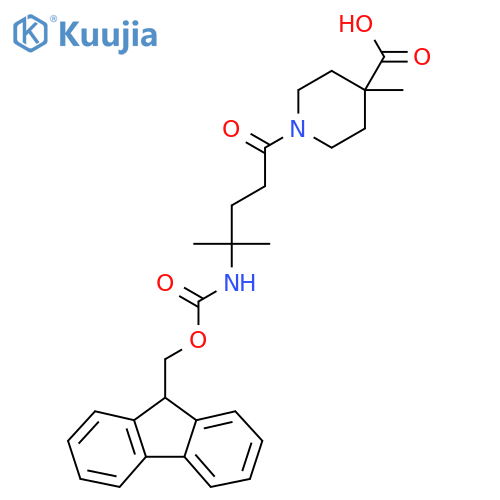1-4-({(9H-fluoren-9-yl)methoxycarbonyl}amino)-4-methylpentanoyl-4-methylpiperidine-4-carboxylic acid structure