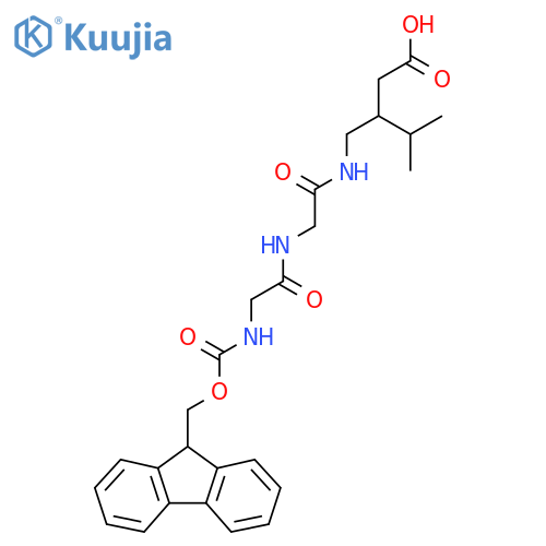 3-({2-2-({(9H-fluoren-9-yl)methoxycarbonyl}amino)acetamidoacetamido}methyl)-4-methylpentanoic acid structure