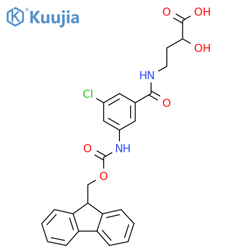 4-{3-chloro-5-({(9H-fluoren-9-yl)methoxycarbonyl}amino)phenylformamido}-2-hydroxybutanoic acid structure