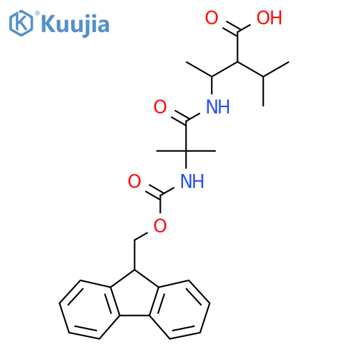 3-2-({(9H-fluoren-9-yl)methoxycarbonyl}amino)-2-methylpropanamido-2-(propan-2-yl)butanoic acid structure