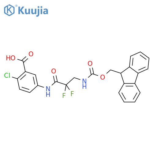 2-chloro-5-3-({(9H-fluoren-9-yl)methoxycarbonyl}amino)-2,2-difluoropropanamidobenzoic acid structure
