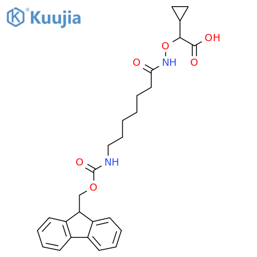 2-cyclopropyl-2-{7-({(9H-fluoren-9-yl)methoxycarbonyl}amino)heptanamidooxy}acetic acid structure