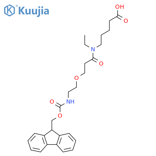 5-{N-ethyl-3-2-({(9H-fluoren-9-yl)methoxycarbonyl}amino)ethoxypropanamido}pentanoic acid structure