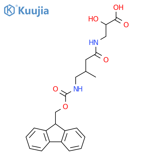 3-4-({(9H-fluoren-9-yl)methoxycarbonyl}amino)-3-methylbutanamido-2-hydroxypropanoic acid structure