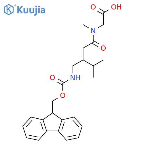 2-{3-({(9H-fluoren-9-yl)methoxycarbonyl}amino)methyl-N,4-dimethylpentanamido}acetic acid structure