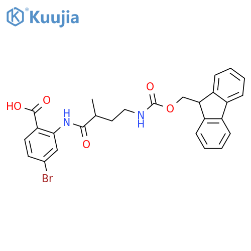 4-bromo-2-4-({(9H-fluoren-9-yl)methoxycarbonyl}amino)-2-methylbutanamidobenzoic acid structure