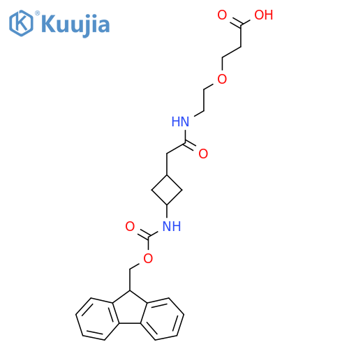 3-(2-{2-3-({(9H-fluoren-9-yl)methoxycarbonyl}amino)cyclobutylacetamido}ethoxy)propanoic acid structure