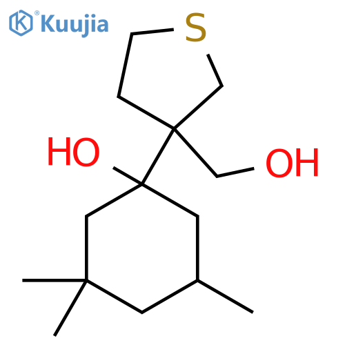 1-3-(hydroxymethyl)thiolan-3-yl-3,3,5-trimethylcyclohexan-1-ol structure