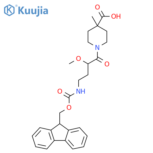 1-4-({(9H-fluoren-9-yl)methoxycarbonyl}amino)-2-methoxybutanoyl-4-methylpiperidine-4-carboxylic acid structure