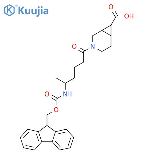 3-5-({(9H-fluoren-9-yl)methoxycarbonyl}amino)hexanoyl-3-azabicyclo4.1.0heptane-7-carboxylic acid structure