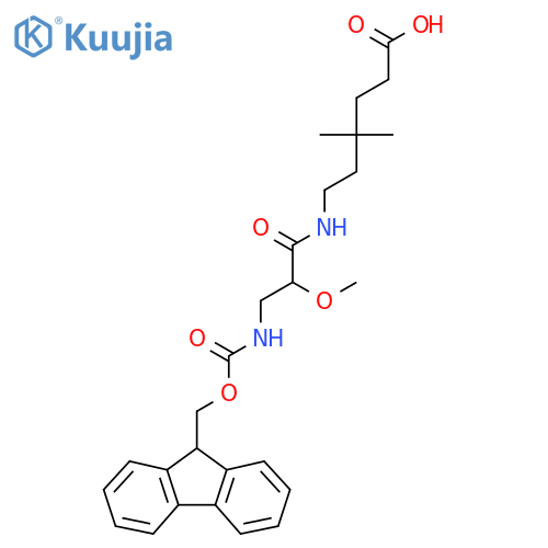 6-3-({(9H-fluoren-9-yl)methoxycarbonyl}amino)-2-methoxypropanamido-4,4-dimethylhexanoic acid structure