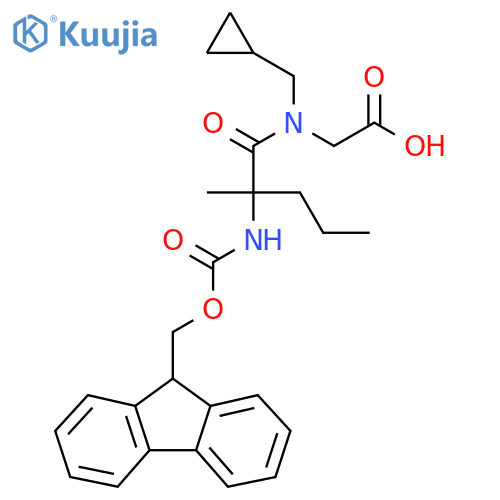 2-N-(cyclopropylmethyl)-2-({(9H-fluoren-9-yl)methoxycarbonyl}amino)-2-methylpentanamidoacetic acid structure