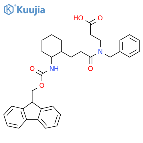 3-{N-benzyl-3-2-({(9H-fluoren-9-yl)methoxycarbonyl}amino)cyclohexylpropanamido}propanoic acid structure