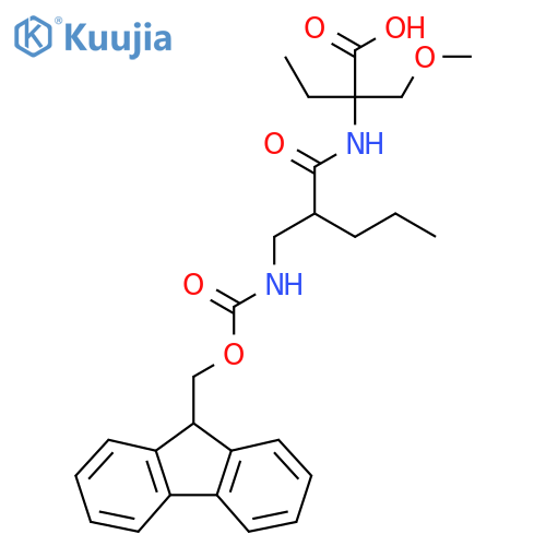 2-{2-({(9H-fluoren-9-yl)methoxycarbonyl}amino)methylpentanamido}-2-(methoxymethyl)butanoic acid structure