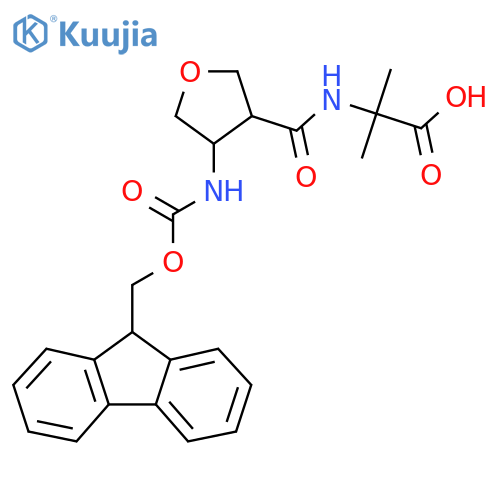 2-{[4-({[(9H-fluoren-9-yl)methoxy]carbonyl}amino)oxolan-3-yl]formamido}-2-methylpropanoic acid structure